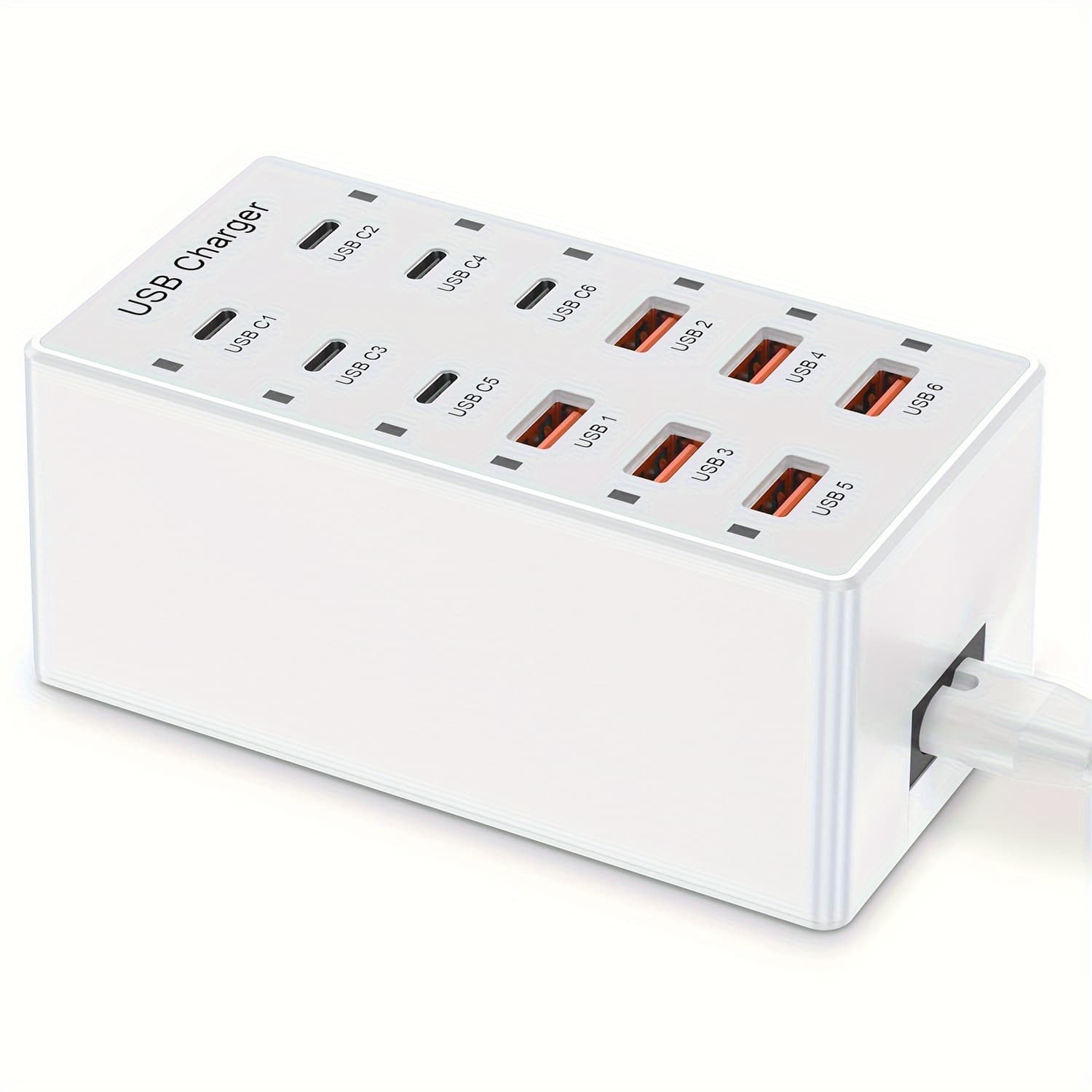 TEMU Usb Charger, Usb C Charger Block, 60w (12a) 12 Port Multiple Usb Charger Station, Desktop Usb Wall Charger 6 Usb C Port, 6 Usb A Port, For Iphone16/15/14, Ipad, Macbook, Laptop, Pixel, Phones