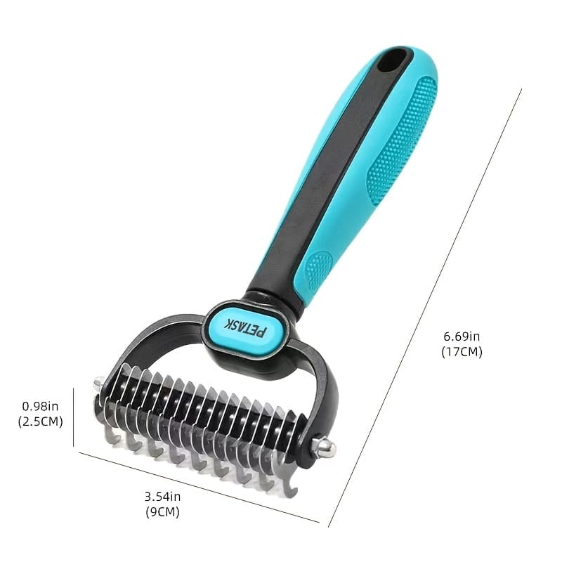 TEMU Pet Detangling Grooming Comb, Double-sided Blade Rake, Multi-functional Hair Comb For Dogs And Cats, Removes Loose Fur, Stainless Steel Comb