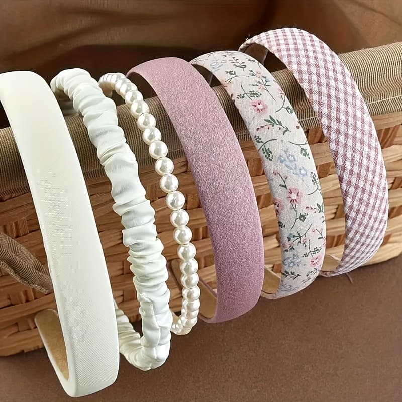 TEMU Vintage Style Floral Headband, Korean Style Outer Wear Headband For With Round Faces, Cute And Versatile Internet-famous Headband, 6pcs Set