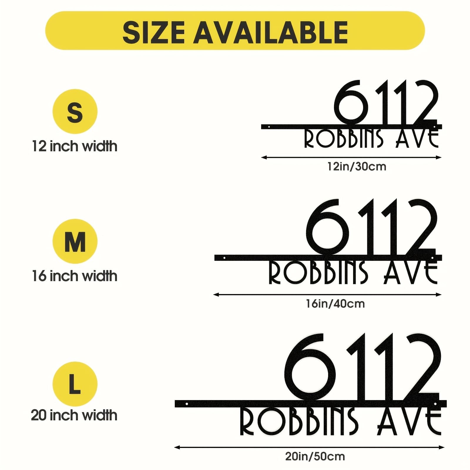 TEMU Customizable Metal House Number Sign - Wall Hanging, Waterproof, Battery Free, English Letters, Durable Address Plate, Suitable For Home And Office, Outdoor Decorative Address Number Plate