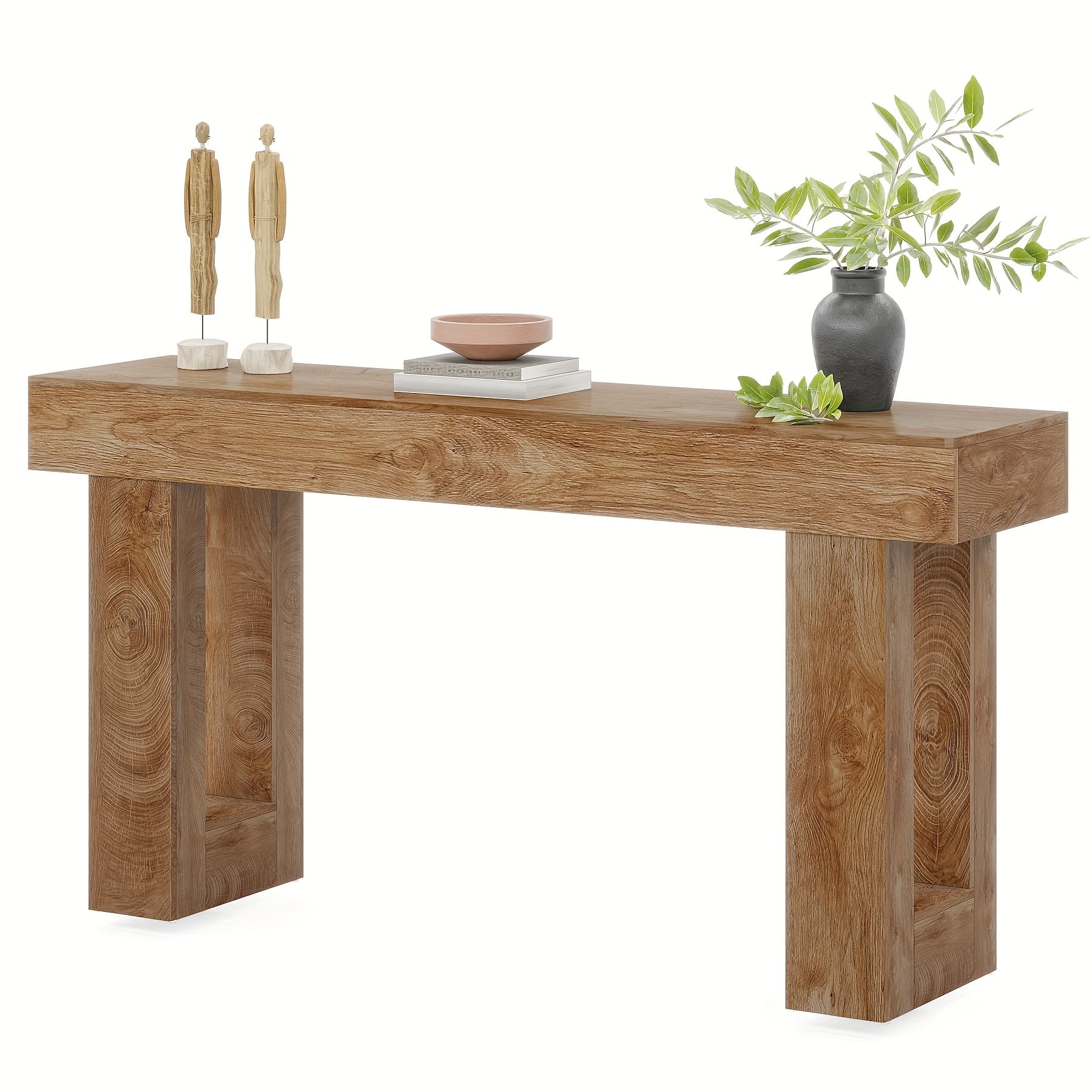TEMU Farmhouse Console Table, 63-inch Long Narrow Sofa Table Behind The Couch, Industrial Wooden Rectangular Entryway Table For Entrance, Hallway, Living Room (natural)