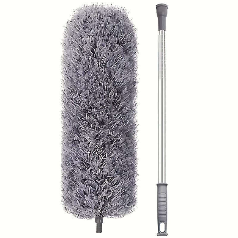 TEMU Microfiber Duster - Flexible Head, Washable And Reusable, Ideal For Tall Ceilings, Living Areas, Bedrooms, Bathrooms, Vehicles, And Outdoor Spaces - No Batteries Required