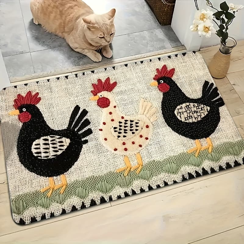 TEMU Welcome Door Mat Featuring A Single Embroidered , Made Of Non-woven Material, Ideal For Indoor And Outdoor Use, Perfect For Decorating Entrances, Bathrooms, Kitchens, Studies, And