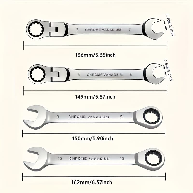 TEMU Flexible Head Ratchet Wrench Set, Including Small Wrenches, Multi-piece Set, Cost-effective Hardware Tools, Car Repair Tools, Household Repair Tools