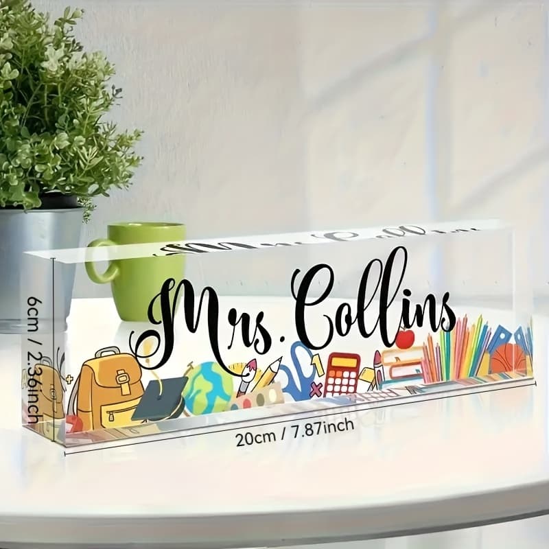 TEMU Custom Acrylic Desk Name Plaque - Elegant High-gloss | Decor & Unique Gift For Employees, Bosses, Teachers | Ideal For Birthdays, Anniversaries & Thanksgiving, Desk Accessories