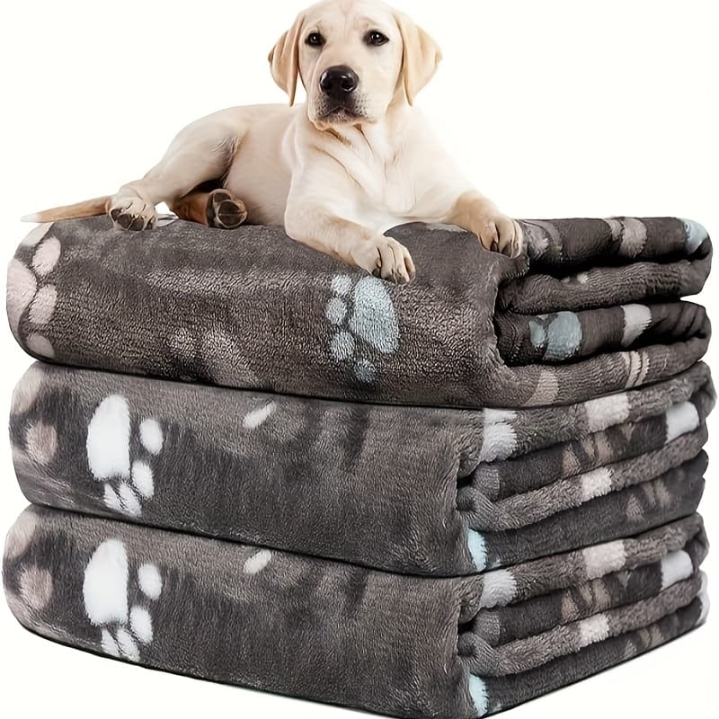 TEMU 1 Soft Pet Mat Blanket, Suitable For Dog Crate Bed, Cute Paw Pattern, Dog Blanket