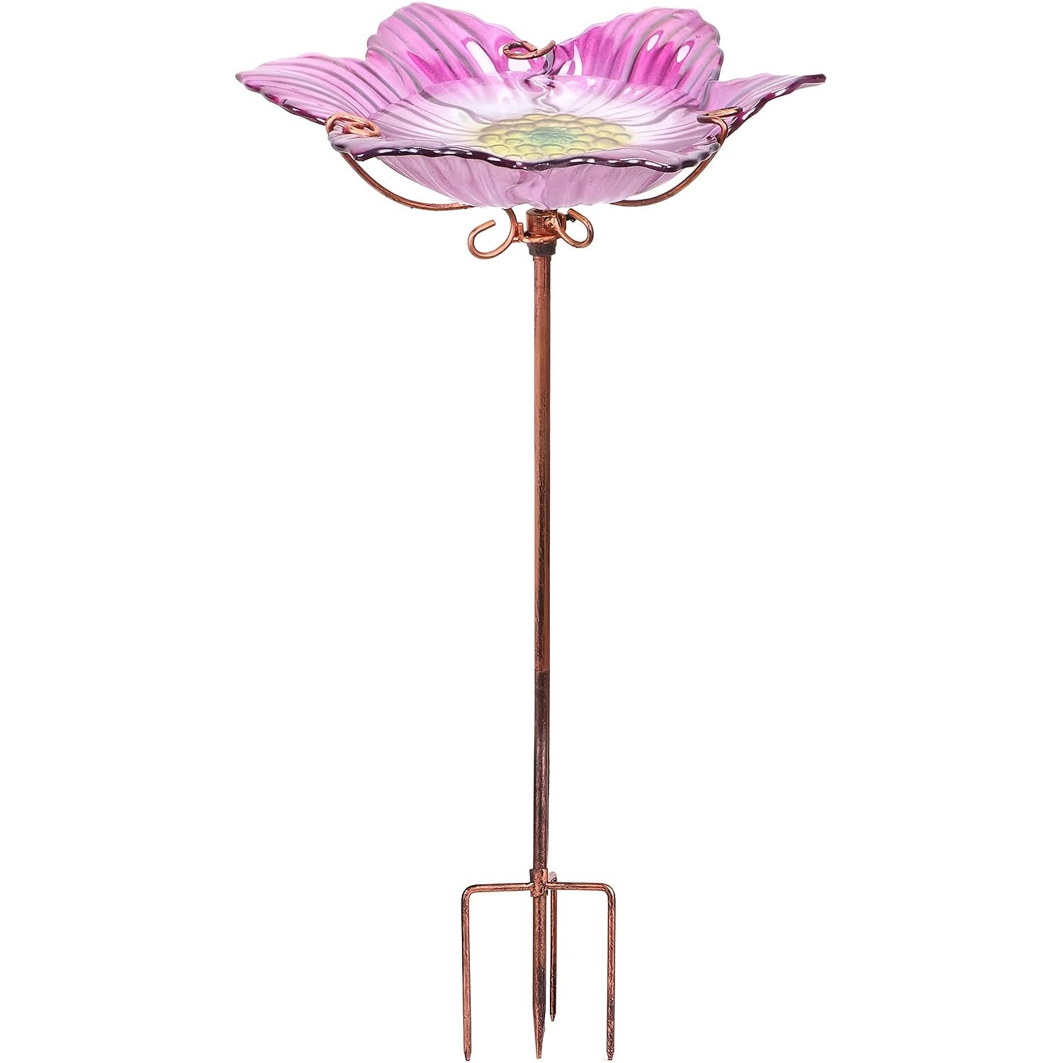 TEMU Outdoor Glass Birdbath & Bird Feeder With Metal Stake - Durable Garden Ornament, No Electricity Needed, Attracts Birds To , Bird Feeders For Outside Hanging
