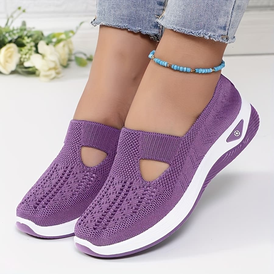 TEMU Women's Breathable Mesh Sleeve Sneakers - Lightweight And Comfortable Walking Shoes, Pvc Sole And Cloth Shoe Pad - All