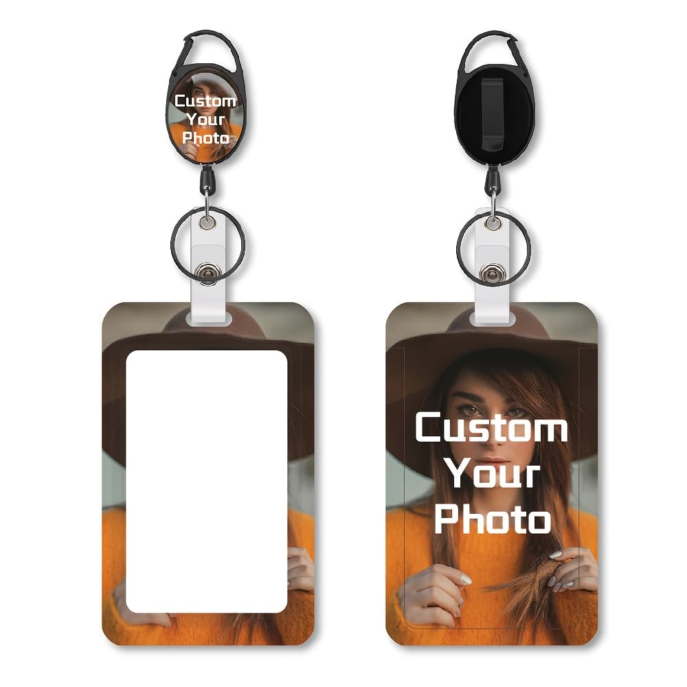 TEMU 2d Custom Personalized Picture Oval Badge Holder With Retractable Scroll, Retractable Id Badge Holder