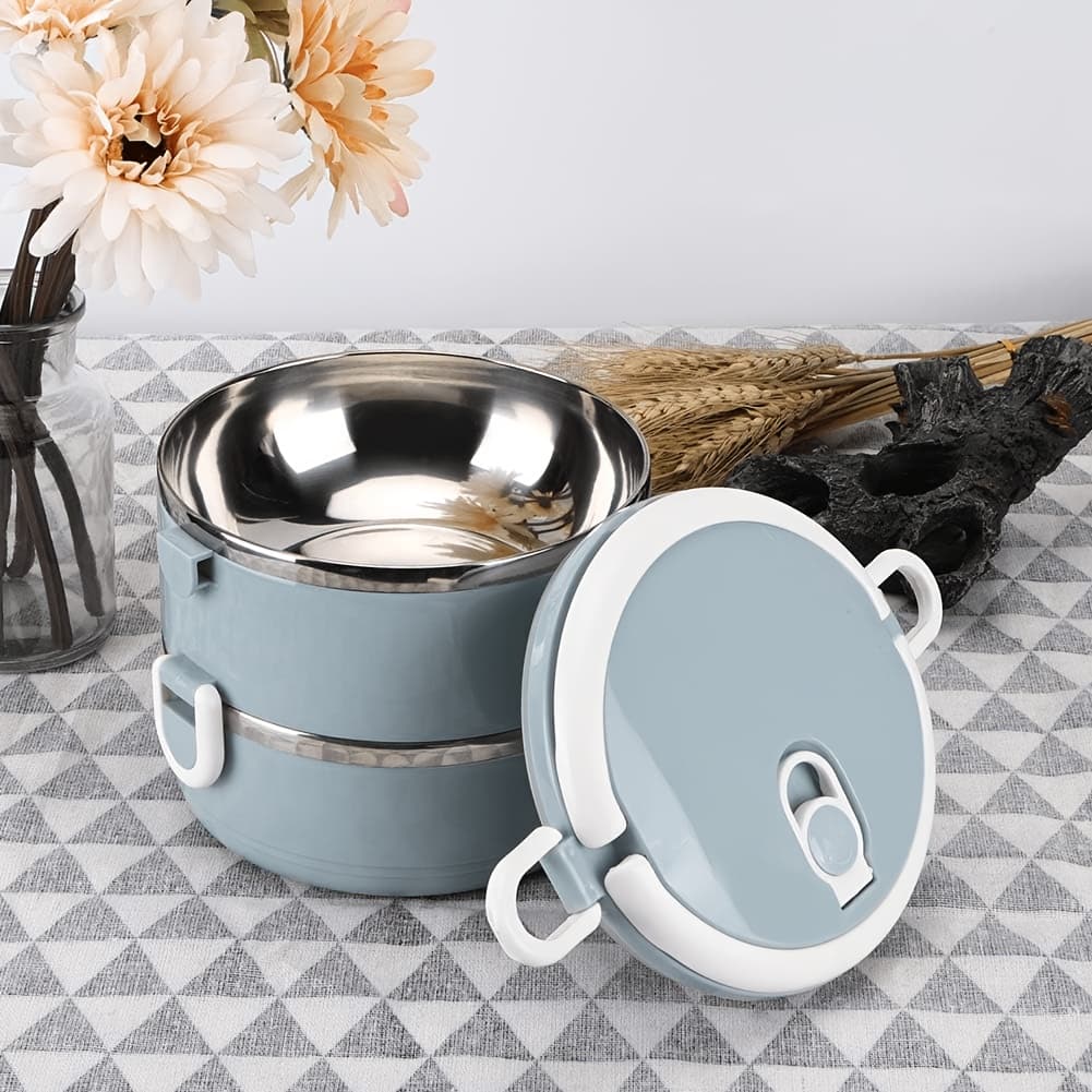 TEMU 2-tier Insulated Lunch Box, 2800ml/ 1400ml Stainless Steel Lunch Box, Leak-proof And Stackable With Handles, Food Warm For Up To , Ideal For Office, School, And Picnics, Dishwasher Safe