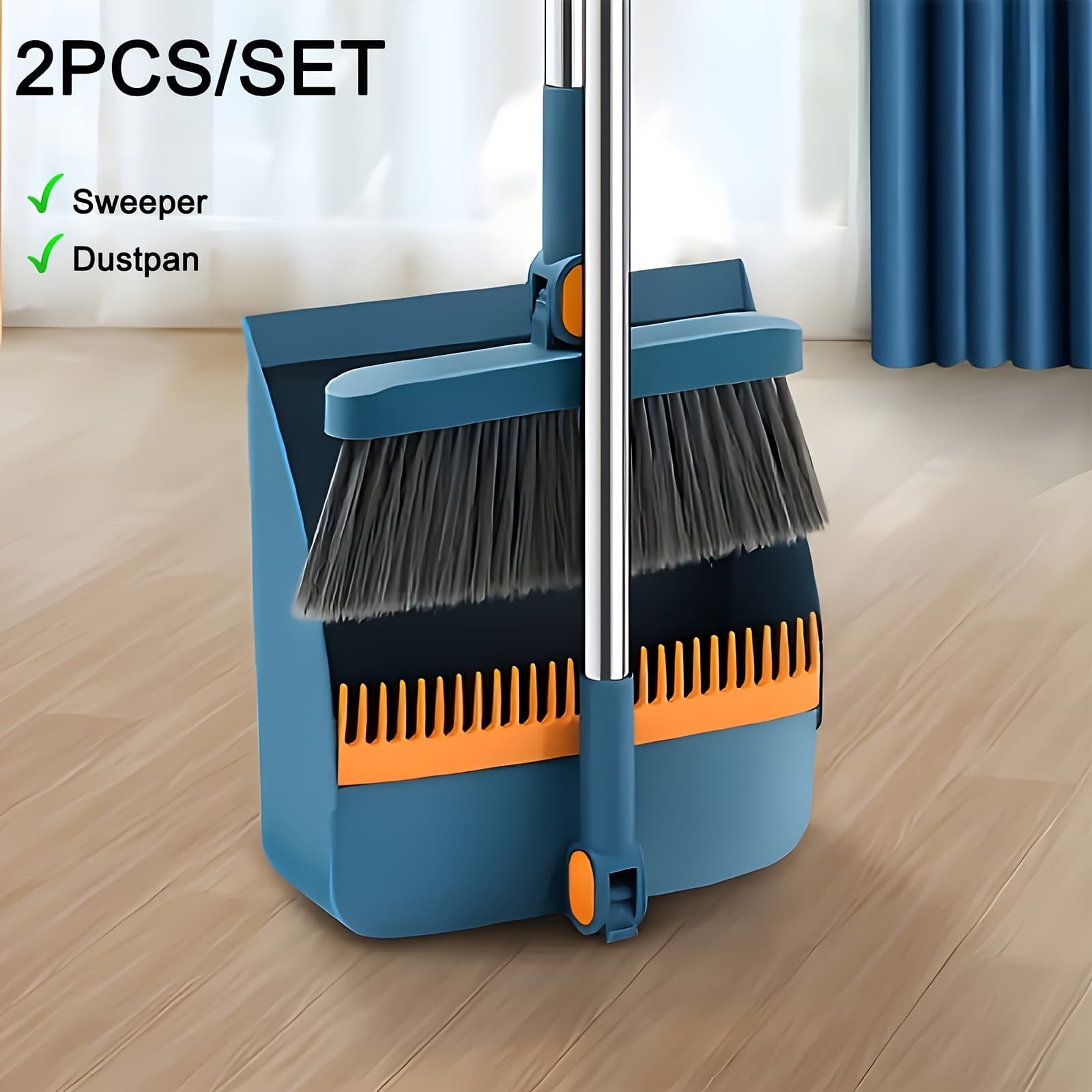 TEMU 3-in-1 Foldable Broom With Dustpan Combo Set And Floor Brush With Long Handle, 2-in-1 Cleaning Flexible Design Removal Dorm Room Essentials For Home Office Cleaning, A Versatile Cleaning Tool Set