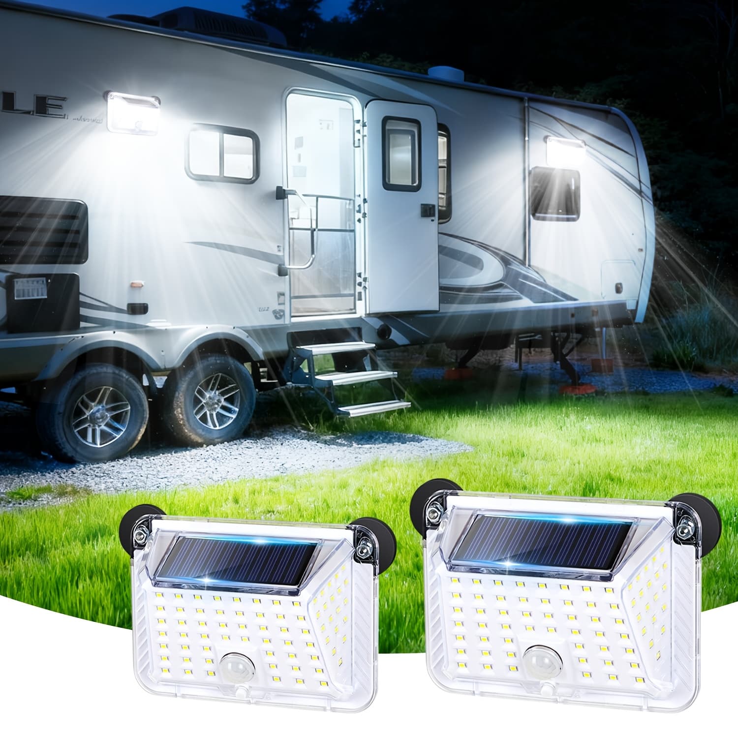 TEMU 2/1pack Magnetic Lights Outdoor, 800lm Rv Porch Light With Motion Sensor, Strong Magnets Ip65 Waterproof Rv Lights Exterior, Rv Accessories, For Awning Trailer Porch Travel Trailers