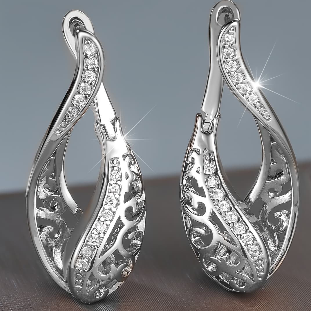 TEMU Angol Elegant Women' Synthetic Zirconia Earrings, A Gift For