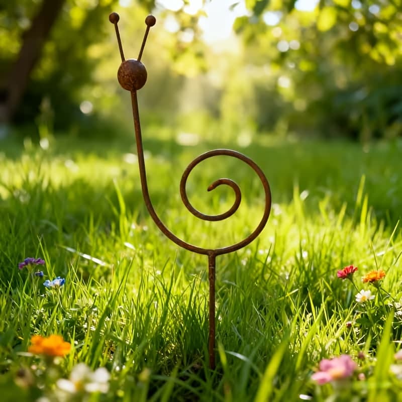 TEMU 【3d】 [3d] Rust Plant Support Stake/minimalist Garden Decoration - Snail Sculpture Suitable For Rustic Style Courtyards, Lawns And Garden Decoration, A Great Gift For And Colleagues
