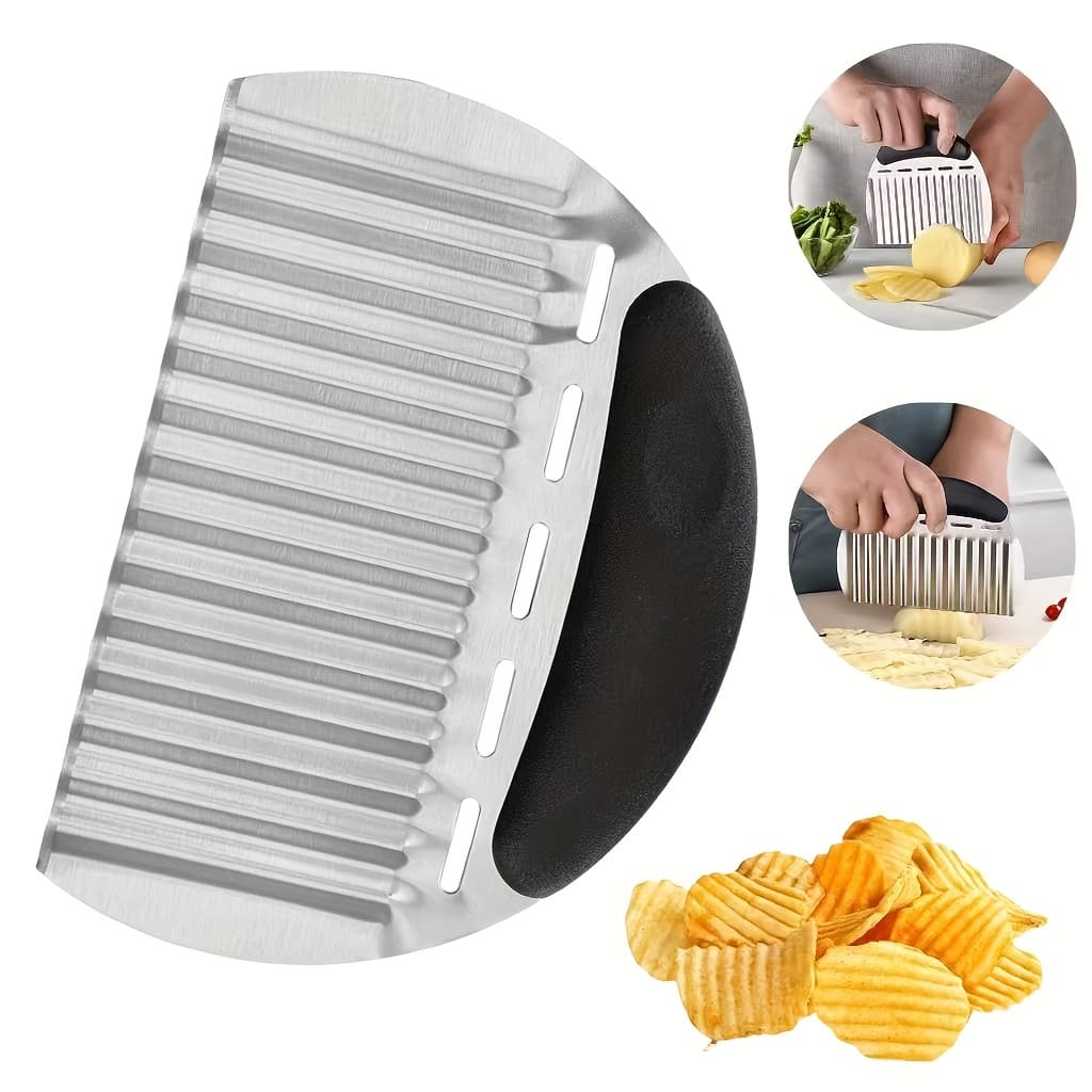 TEMU 1pc Wave Potato Tool, Exquisite Stripe And Block Tool, Household Vegetable Tool, Kitchen Gadget Tool, Ideal For Potato Carrot, French Fry