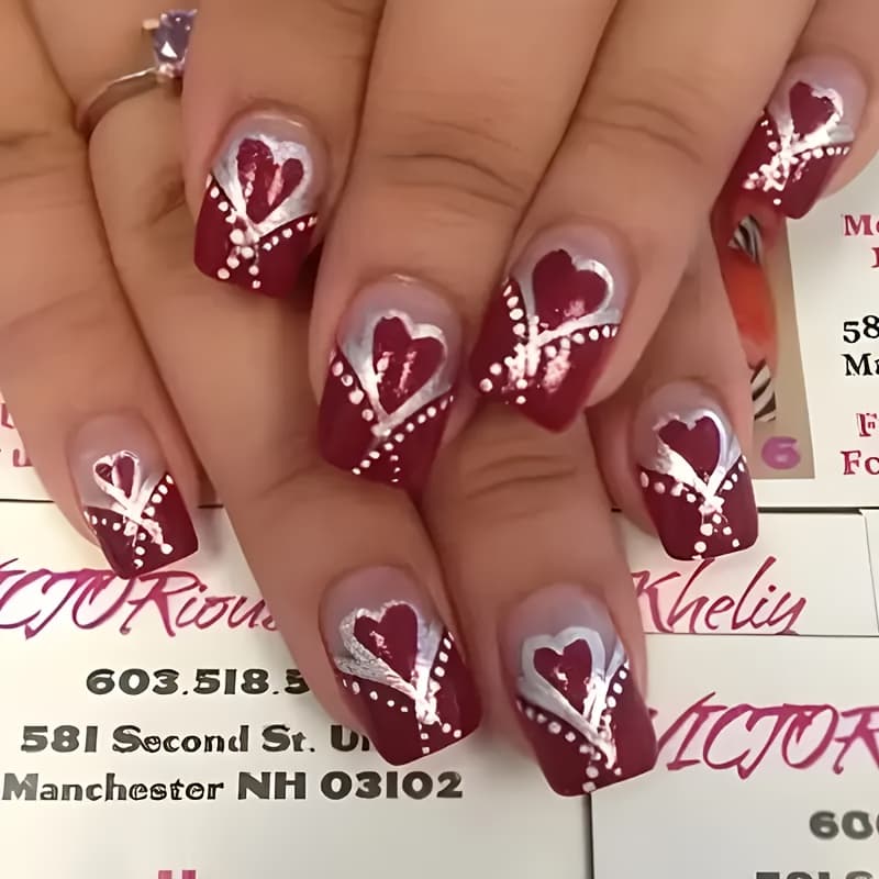 TEMU 24pcs Short Square Nail Stickers For Celebrities, European And Romantic Starry Theme, Red Fake Nails With Jelly Glue, Includes 1 Nail File