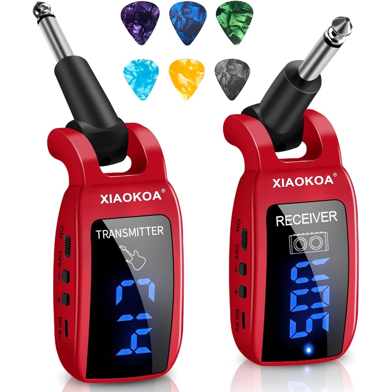 TEMU Wireless Guitar System, Uhf Wireless Guitar Transmitter Receiver 164feet Range With Hd Led Screen For Electric Guitar Musical Instruments