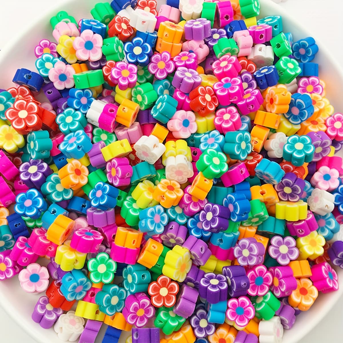 TEMU 50pcs/lot 10mm Random Colors Polymer Clay Plum Flower Shaped Beadsfor Jewelry Making Diy Creative Couple Bracelets Necklaceearrings Phone Chain Handmade Craft Supplies
