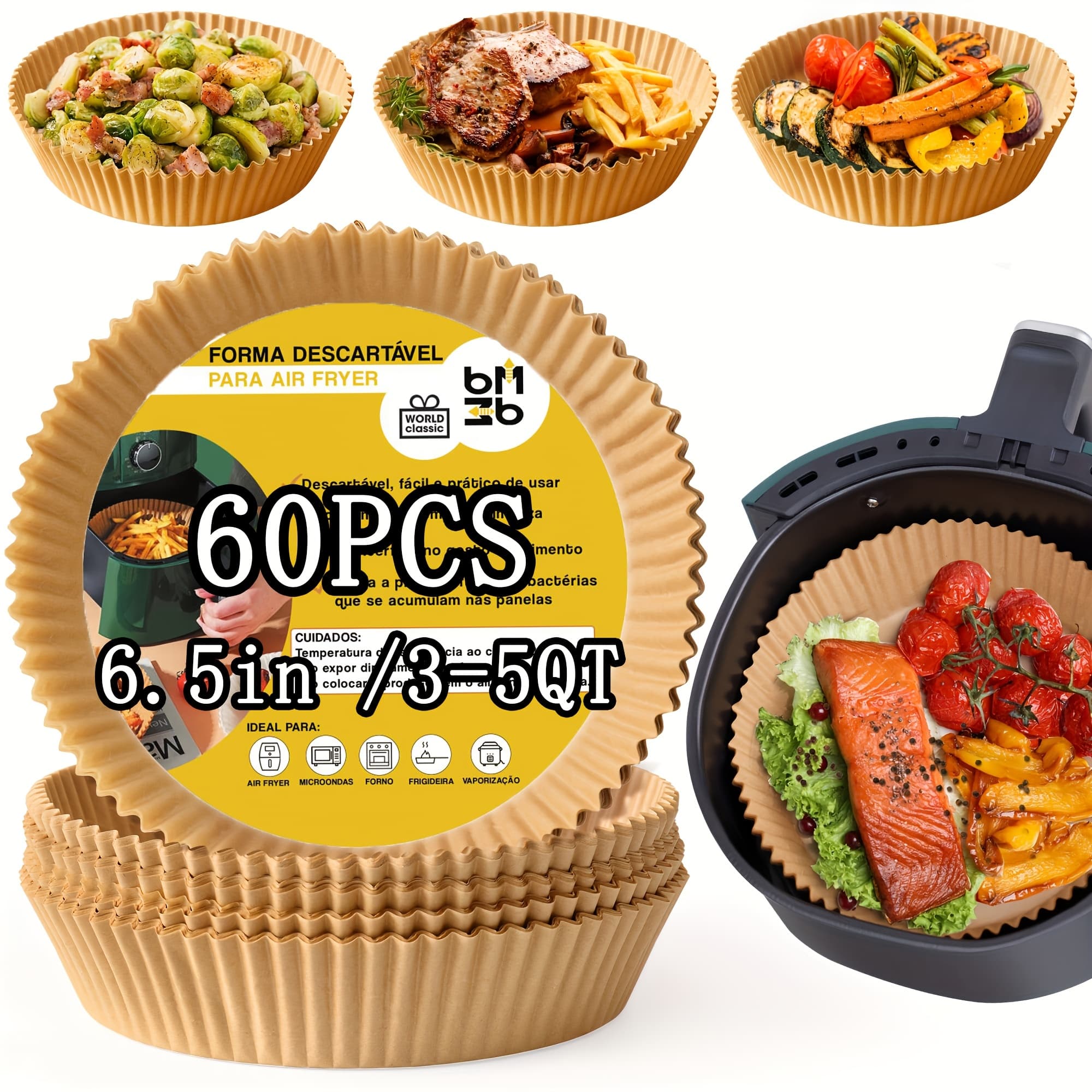 TEMU Circular 6-inch Air Fryer Paper Liners, Baking Oven Microwave Oven Use Baking Paper, Suitable For Frying And Baking Food, Air Fryer Baking Paper Oil And Water Resistant, Liner