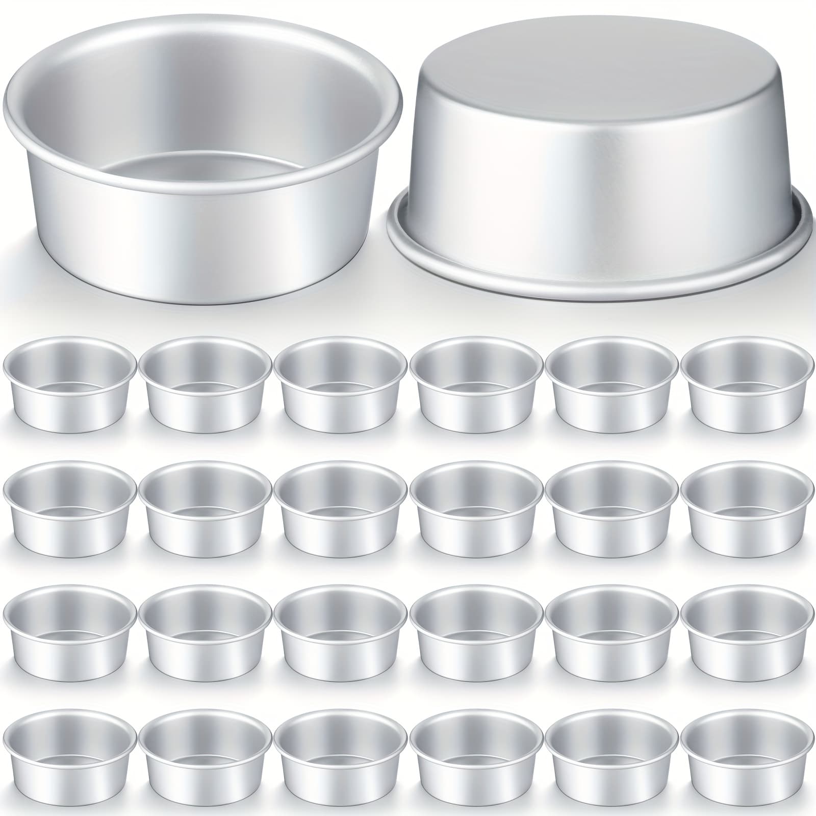 TEMU 24pcs Small 4 Inch Cake Pan Aluminum Mini Round Cake Baking Pans Round Tins Set With 100pcs Parchment Paper Rounds Non Toxic Healthy Leakproof Dishwasher Safe