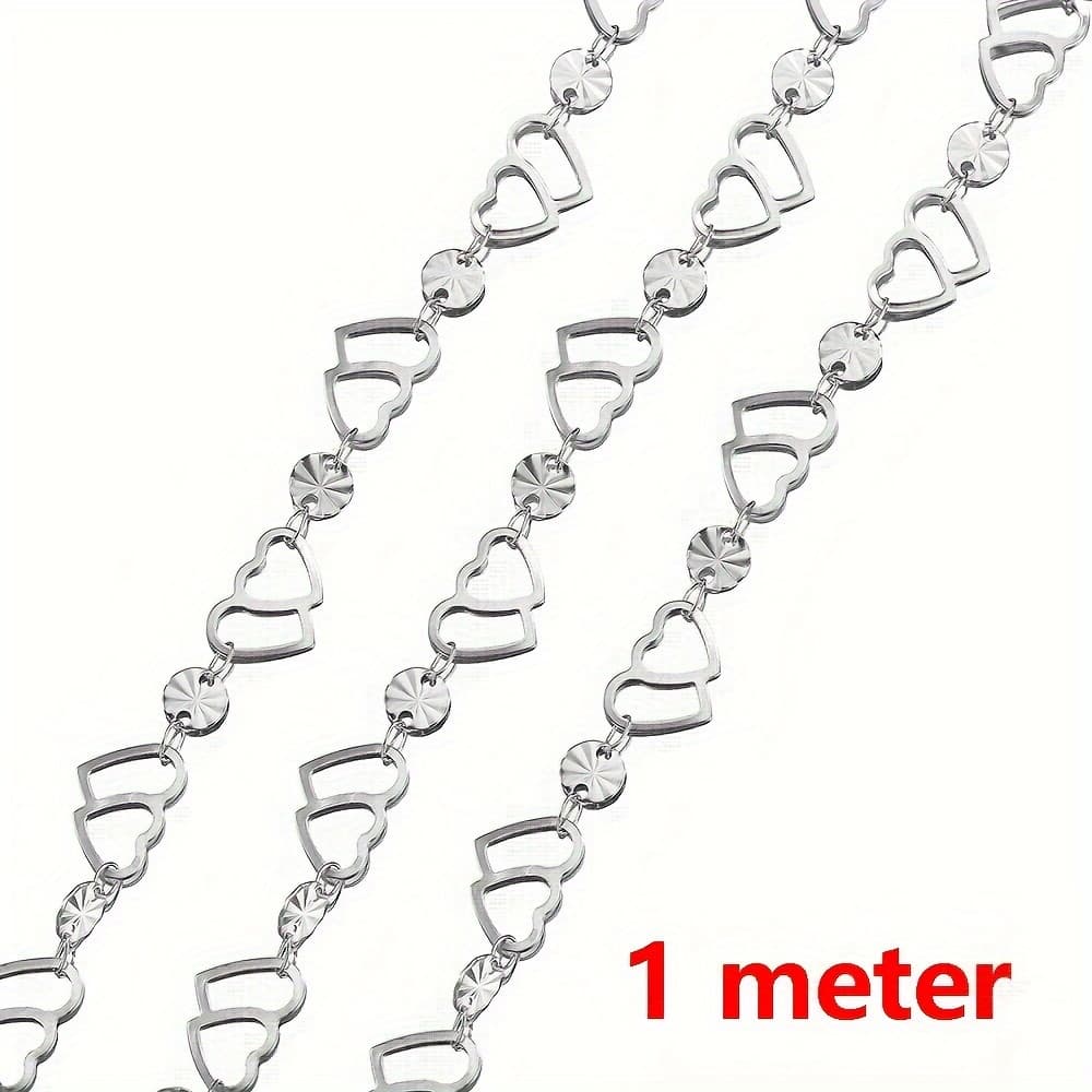 TEMU 1 Meter Stainless Steel Couple Love Heart Chains For Necklace Bracelet Jewelry Making Chains Additions Supplies