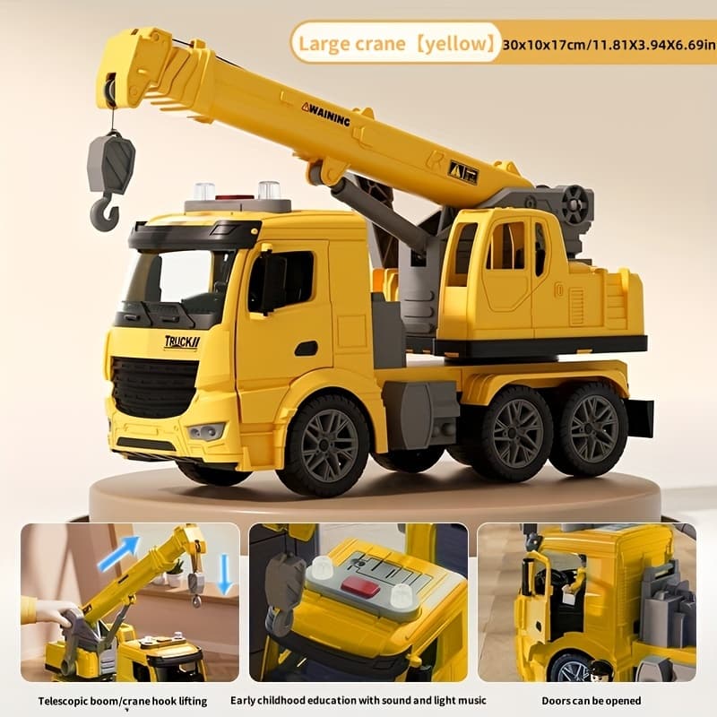 TEMU Huge Crane Toy - Engineering Vehicle Toys With Interactive Track. Crane Boasts Telescopic Arm & . Perfect As Christmas, Easter Or Birthday Gift For Young