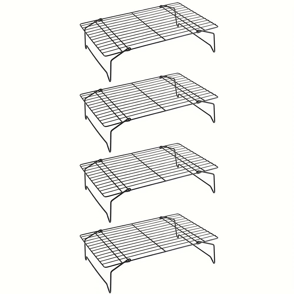 TEMU 2/4pcs Foldable Cooling Racks, Oven And Dishwasher Safe, Perfect For Baking, Grilling & Outdoor Kitchen Use - Food-safe, Ideal For Halloween, Christmas, Thanksgiving, Stackable, Black