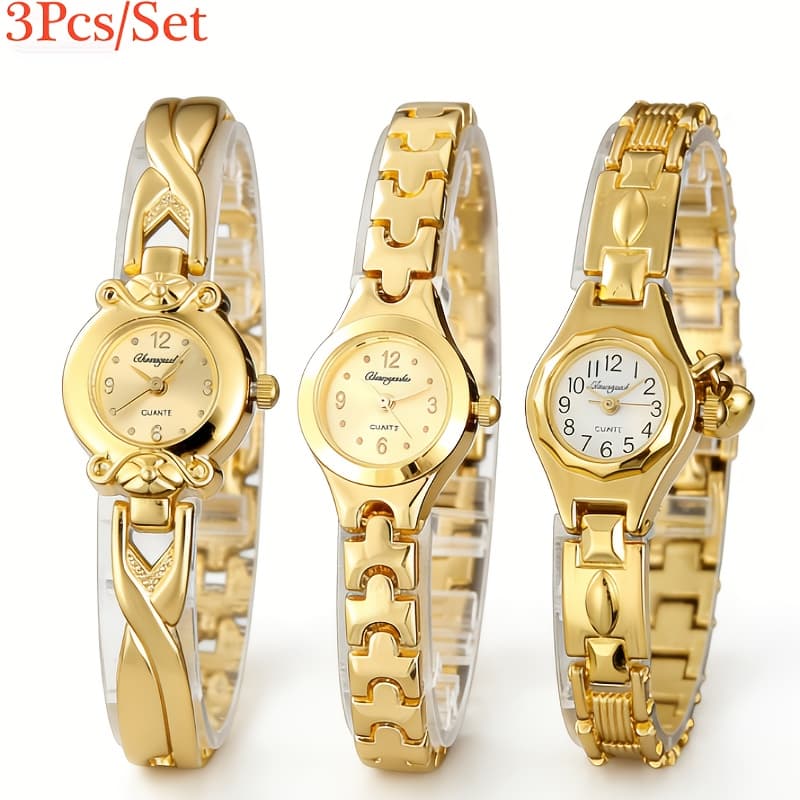 TEMU 3pcs/set Women's Quartz Wrist Watches, Elegant Alloy Bracelet Watches, Color , Fashion Accessories, Ideal Gift For Mother And Wife