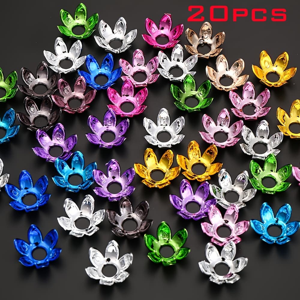 TEMU 20pcs 16mm Acrylic Ab Color Flower Beads Caps Beads Necklace Bracelet Ornament Supplies Jewelry Making Findings