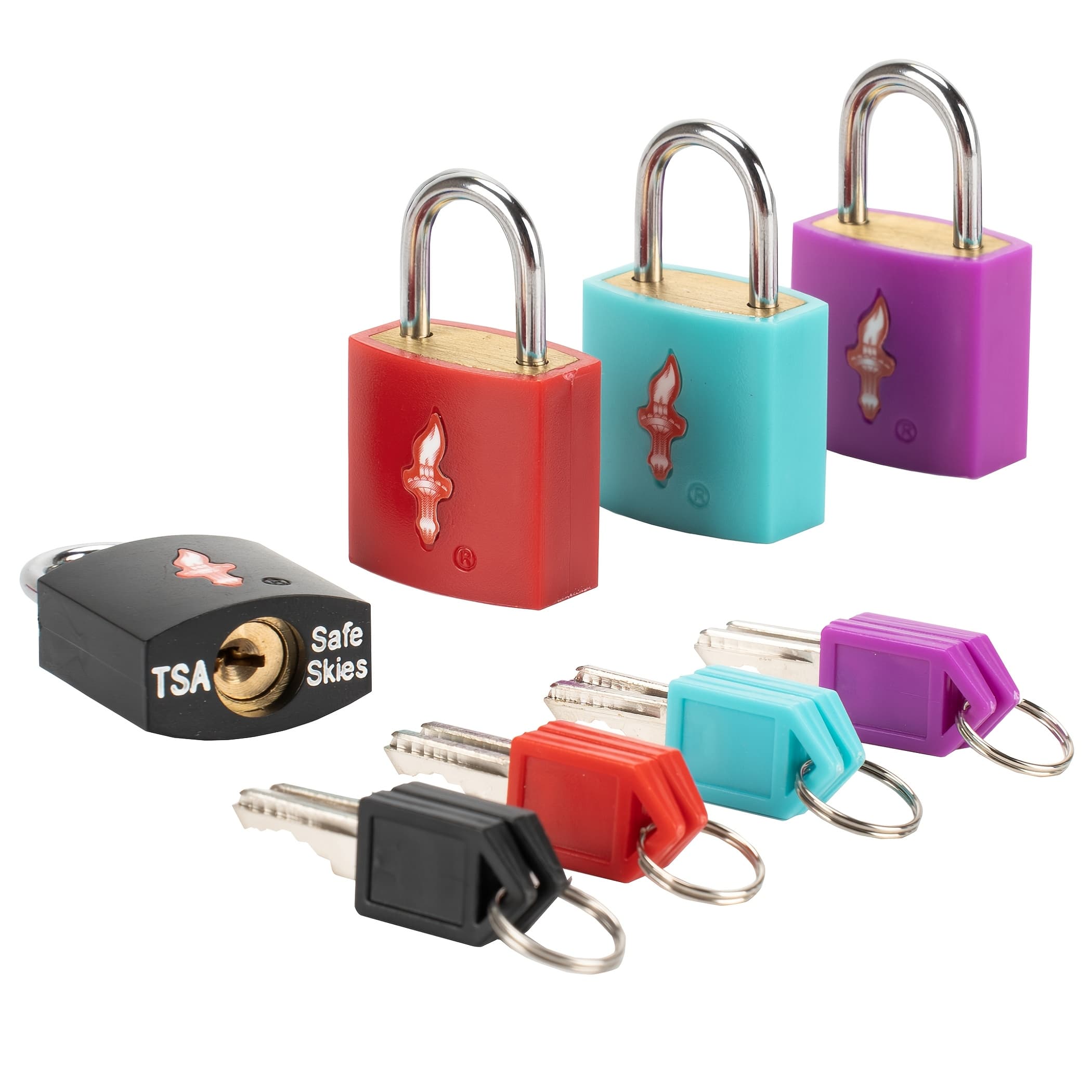 TEMU 4 Pack Neon Square Tsa Approved Luggage Locks With Key For Suitcase Carry On Backpack Laptop Bag Travel Accessories