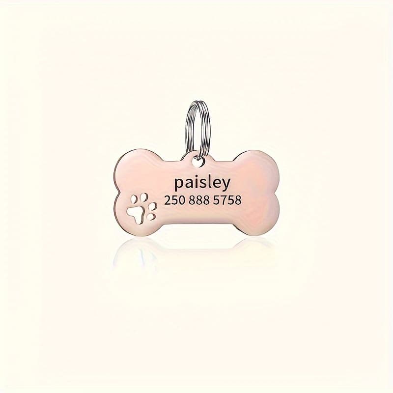 TEMU Personalized Pet Tag - Stainless Steel - Engraved With Name And Phone Number - Dog Id Tag - Size: 1.97 Inches X 1.1 Inches
