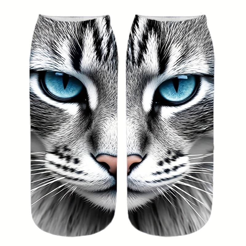 TEMU A Pair Unisex Cute Cat Pattern Leg Warmers | Creative Style Cat Eye Pattern Short Socks, Comfortable And Breathable, Suitable For Autumn And Winter, Ideal For Home And Parties, Couples Gift