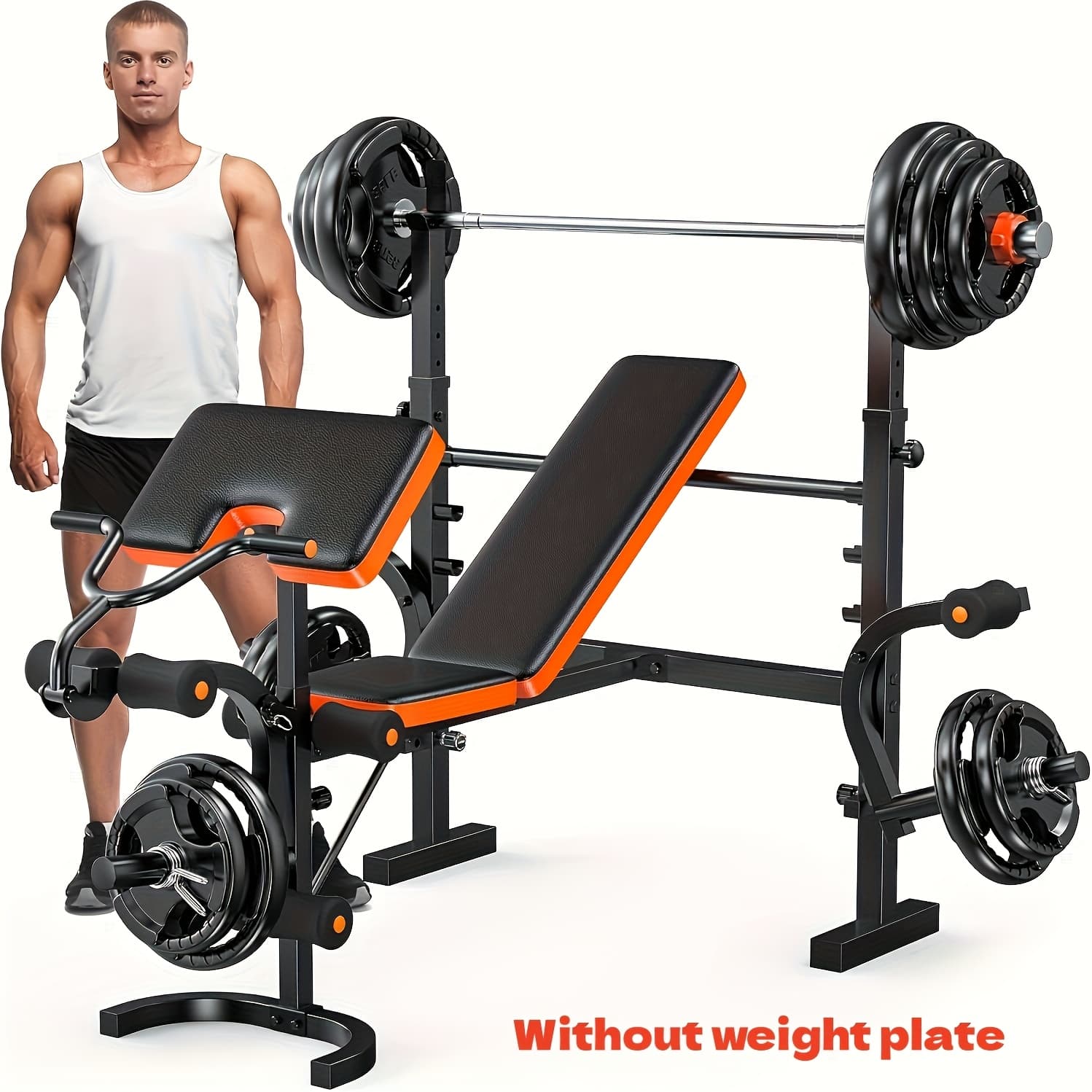TEMU 6-in-1 Professional Fitness Bench Set For Leg Extension, Adjustable Weight Bench Full Training, With Squat Rack, For Leg Developer And Pad, Ideal For Home Gym Use (without Barbell)