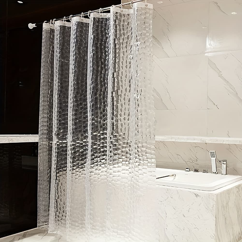 TEMU 1pc Ripple Decorative Shower Curtain, Size 70x59 Inches, With Hook Additions, Suitable For Bathroom Shower, Bathtub Shower, Bathroom Decor