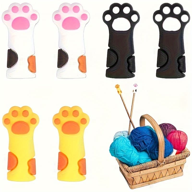 TEMU 6pcs Cat Claw Knitting Needles, Needle Stoppers, Needle Tip Covers, Needle Caps, Sewing Stoppers, Needle Protectors, Knitting Additions, Crochet Supplies