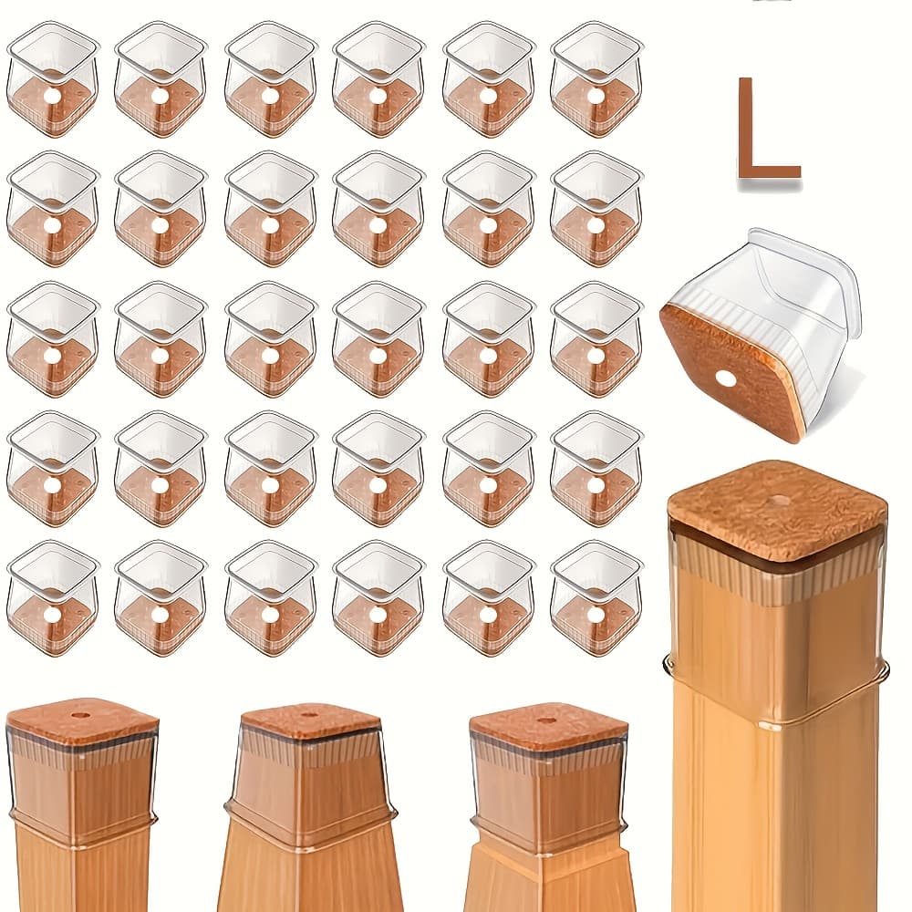 TEMU 32pcs Heavy-duty Chair Leg Floor Protectors - Scratch-proof Furniture Pads For Hardwood & Tile Floors, (no Glue) Installation, Fit For Legs, Floor- (compatible With, Vinyl, Lin