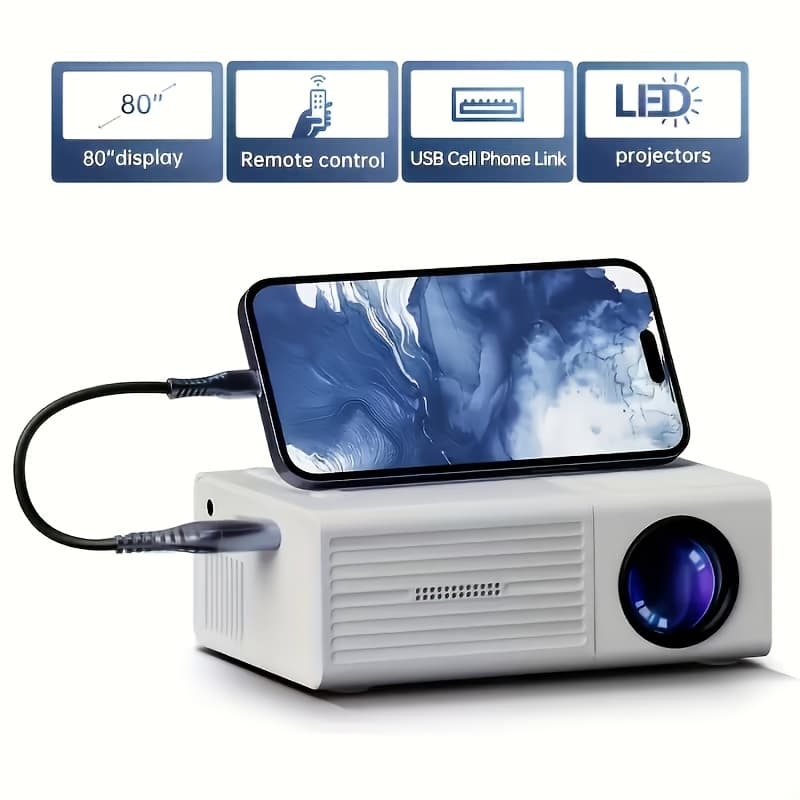 TEMU Mini Portable Projector, Mobile Phone Projector, Ceiling Lamp Projector, Art Projector, Native 600p, Support 1080p, Portable Entertainment, Movie Night, , Lightweight Projector