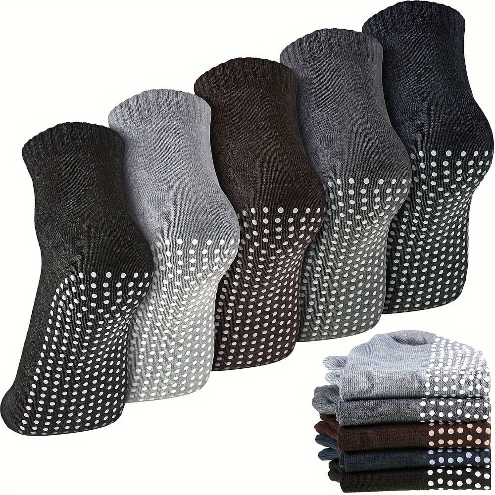 TEMU 5 Pairs Of Non-slip Grip Socks Suitable For Everyone, Perfect For Yoga, Pilates, Barre, And Home Workouts