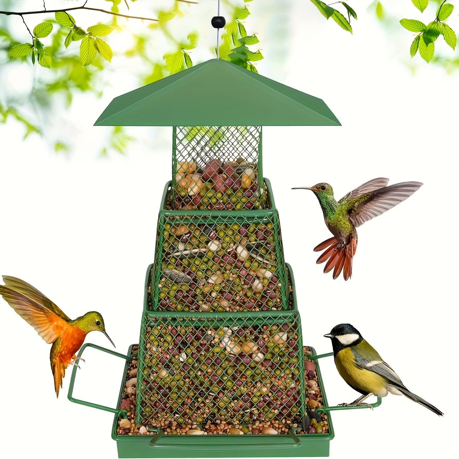 TEMU "seed-saving" Heavy-duty Outdoor Bird Feeder – Squirrel-proof, Metal Mesh Design For & , Perfect For Garden & Yard Decor