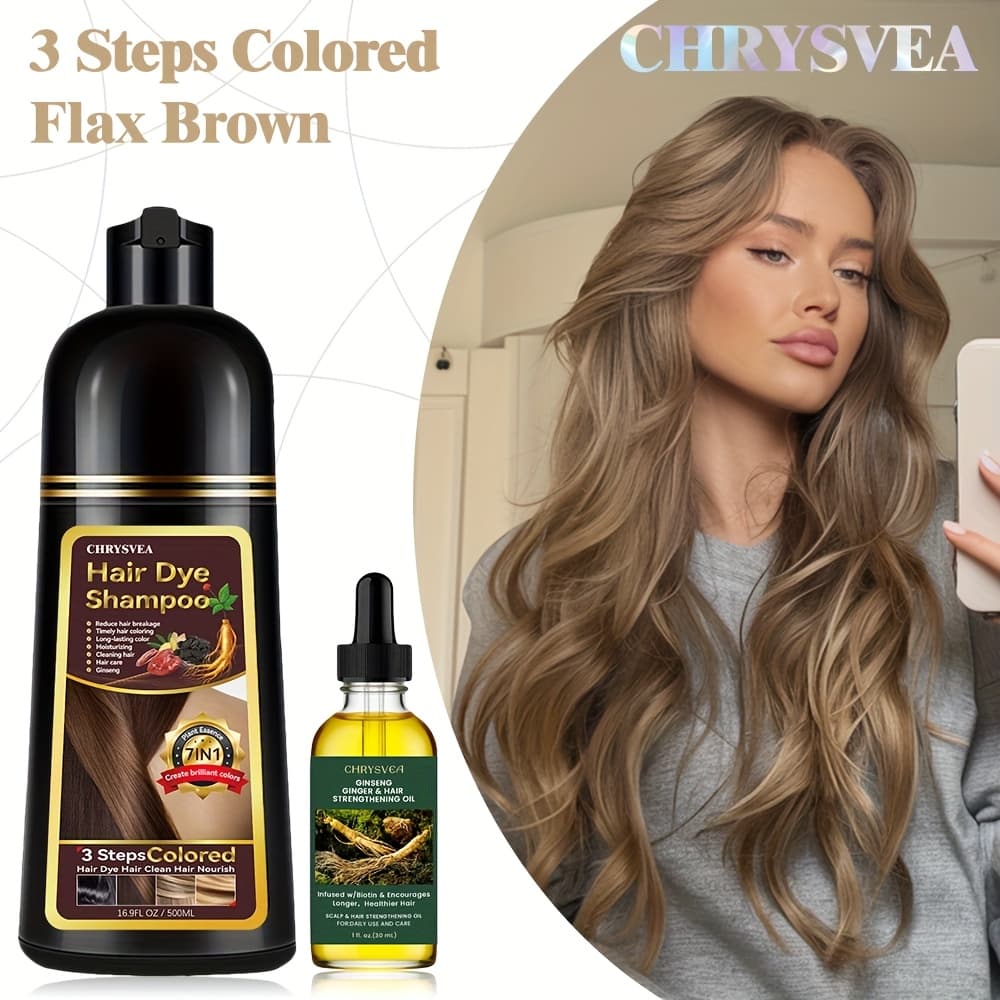 TEMU Chrysvea Hair Dye Set, 7-in-1 Hair Dye Shampoo, Instant Hair Dye Conditioner, Ounces Of Safe Natural Hair Dye Shampoo , Quick Hair Dye, No Irritating Smell, Suitable For Men And Women