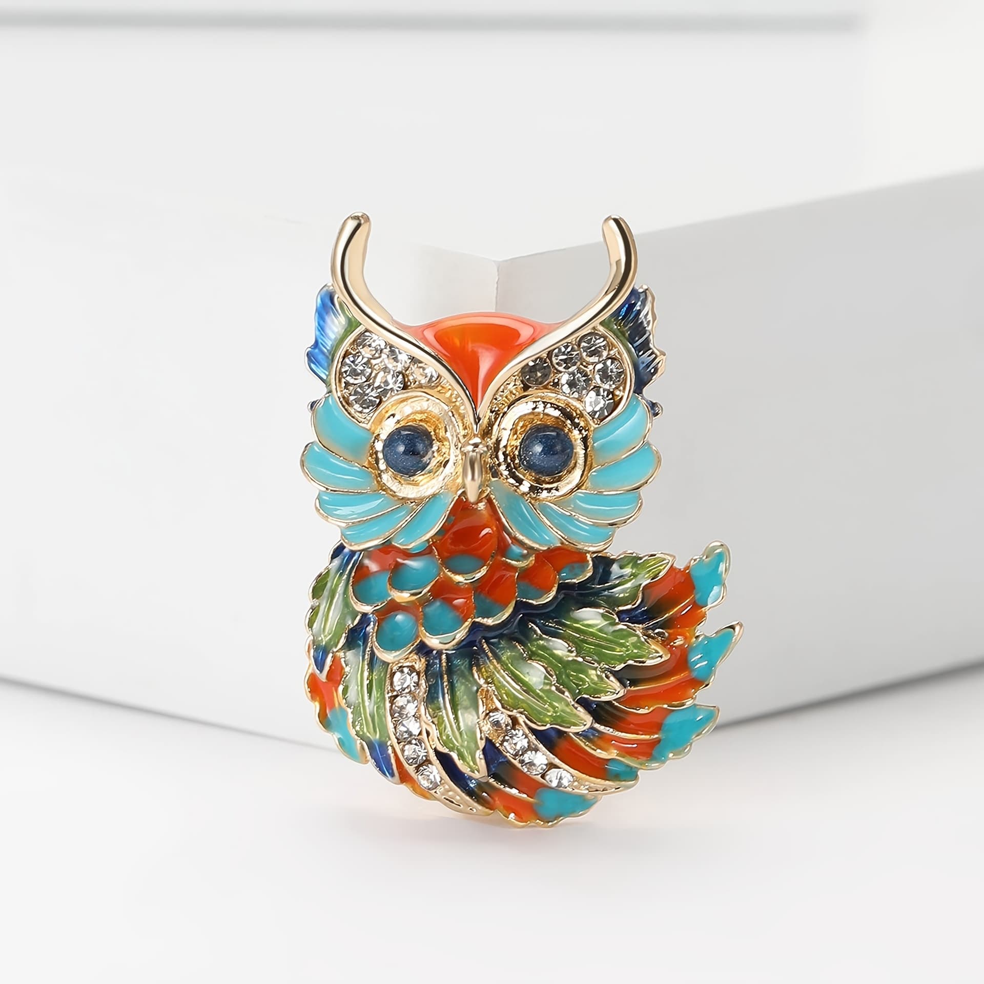 TEMU Retro Artistic Owl Brooch, Gradient Enamel Craft With Sparkling Rhinestones, Animal Wings Dynamic And Realistic. , Unisex And Versatile, Ideal For Birthdays, Graduation Season, Or