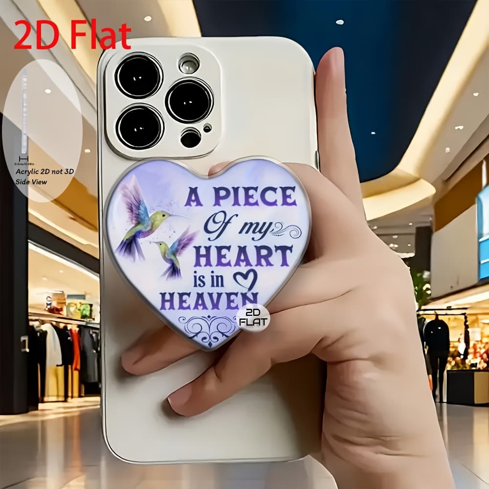 TEMU Acrylic Retractable Phone Stand Featuring A 2d Flat Design Of A Heart-shaped Feather Decoration, As A Pop- Holder