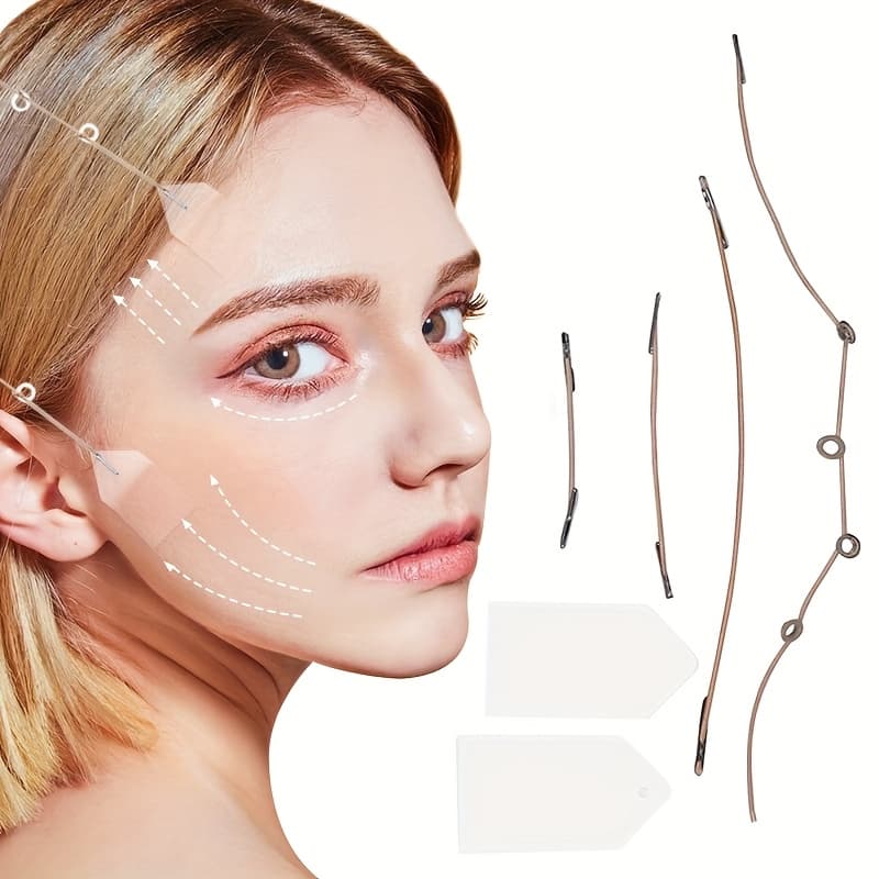TEMU 36pcs Invisible Facial Lifting Tape Kit - Scent-free Instant Facial Lifting With Straps And Ropes For Facial Training Strap For Types