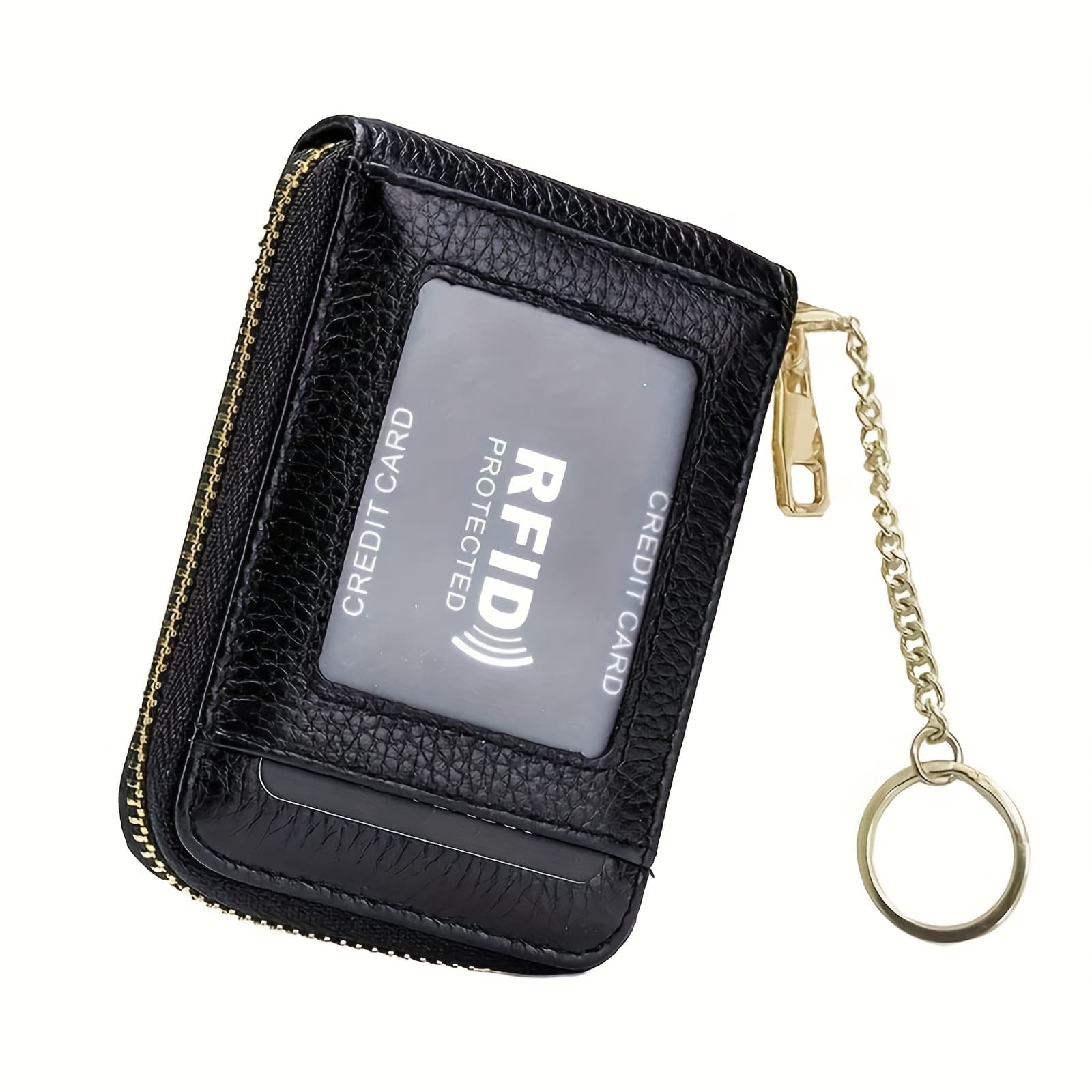 TEMU 1pc Rfid Genuine Leather Credit Card Holder Men/women Wallet Bank Leather Wallets With Money Clip Designer Cardholder
