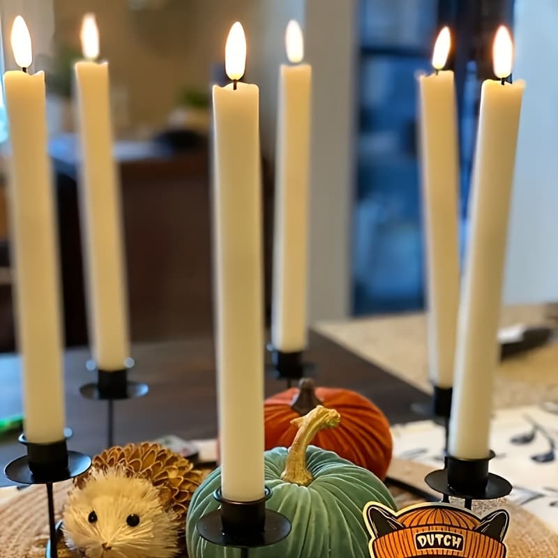 TEMU 6pcs Wick Led Flickering Flameless Taper Candles With Remote, Battery Operated Electric Fake Window Candles, Perfect For Valentine's Day Gifts, Dining Table Centerpieces & New Year Decorations