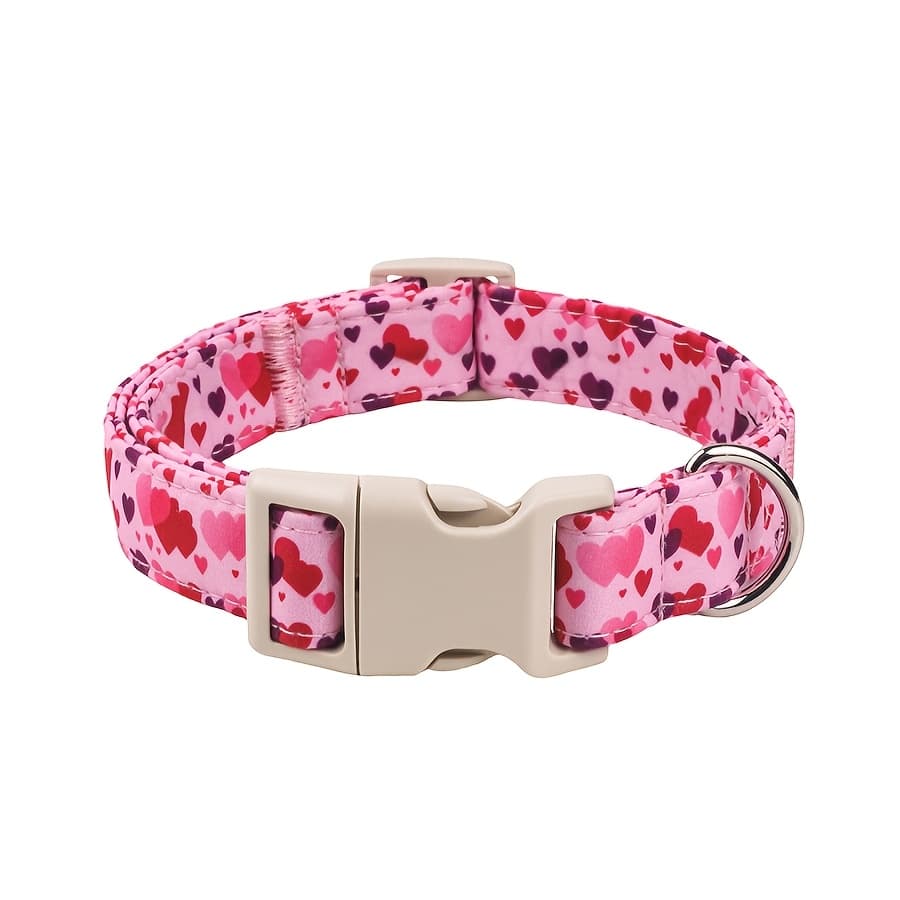 TEMU Collar, Heart Print Adjustable Pet Collar For Small Medium Large Dogs, Optional Suitable For Boys Girls Dog Indoor Outdoor Use
