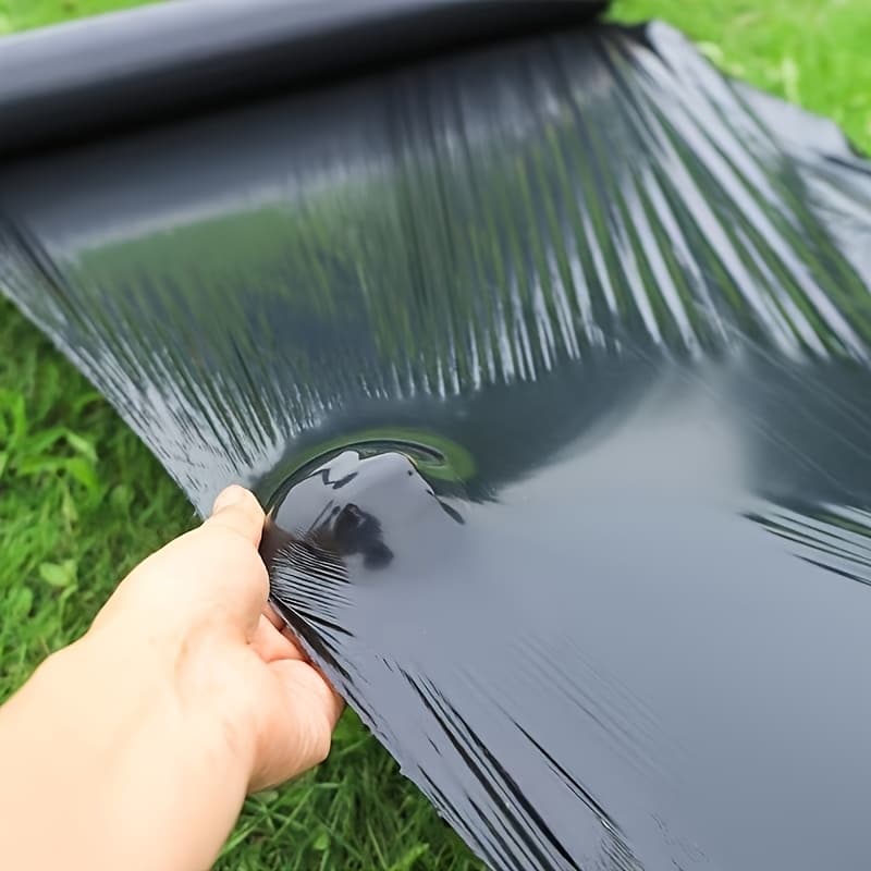 TEMU 1pc Pe Black Plastic Mulch Film, Suitable For Vegetable Gardening - Suitable For Greenhouses And Plant Protection, Black And Silver Two-color