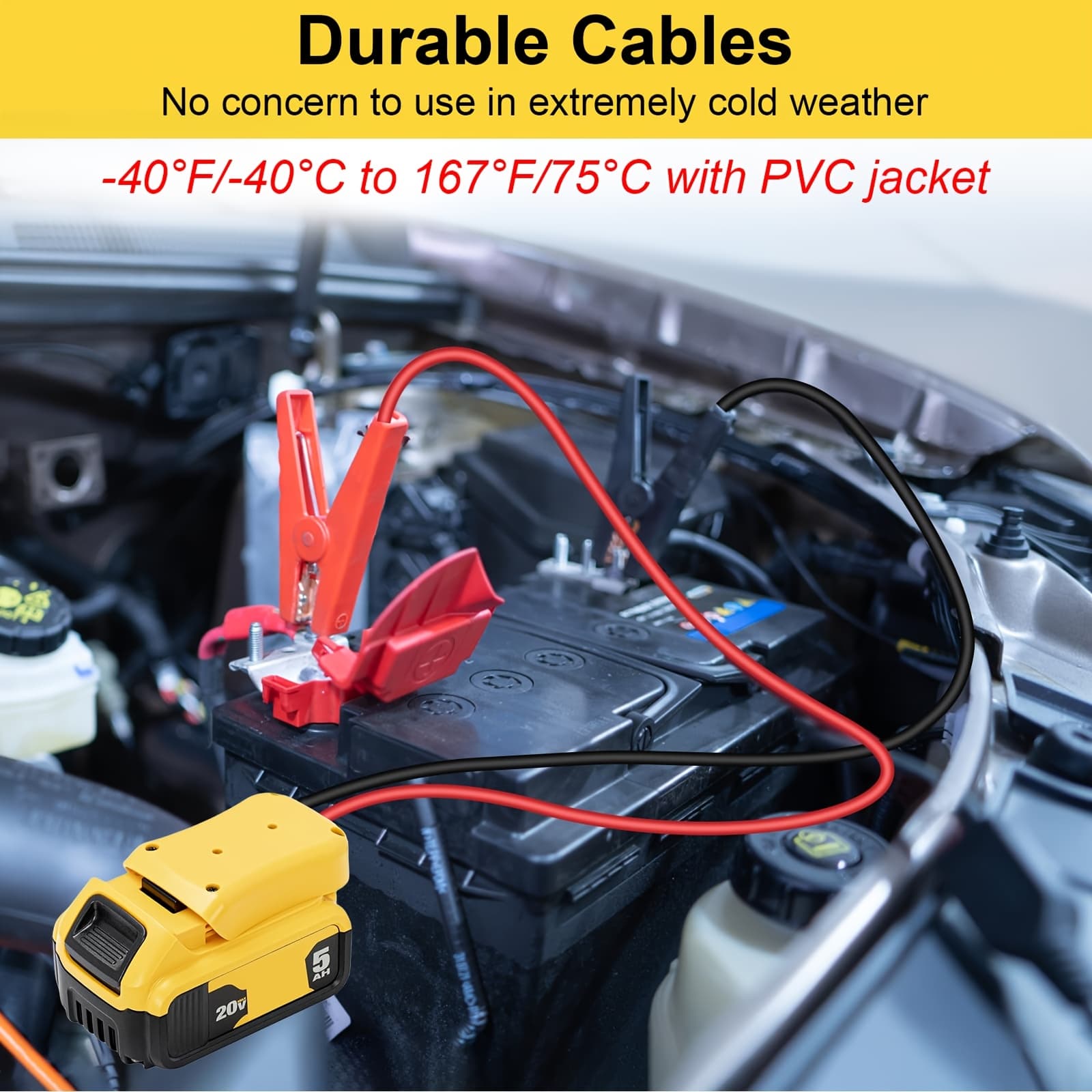 TEMU Car Starter Cable, For 18v/20v Dcb Battery Starters, Suitable For 1.59-gallon Gasoline 32-gallon Engines, Cars, Motorcycles, Suvs, And Quickly Batteries, Automotive Accessory Tool