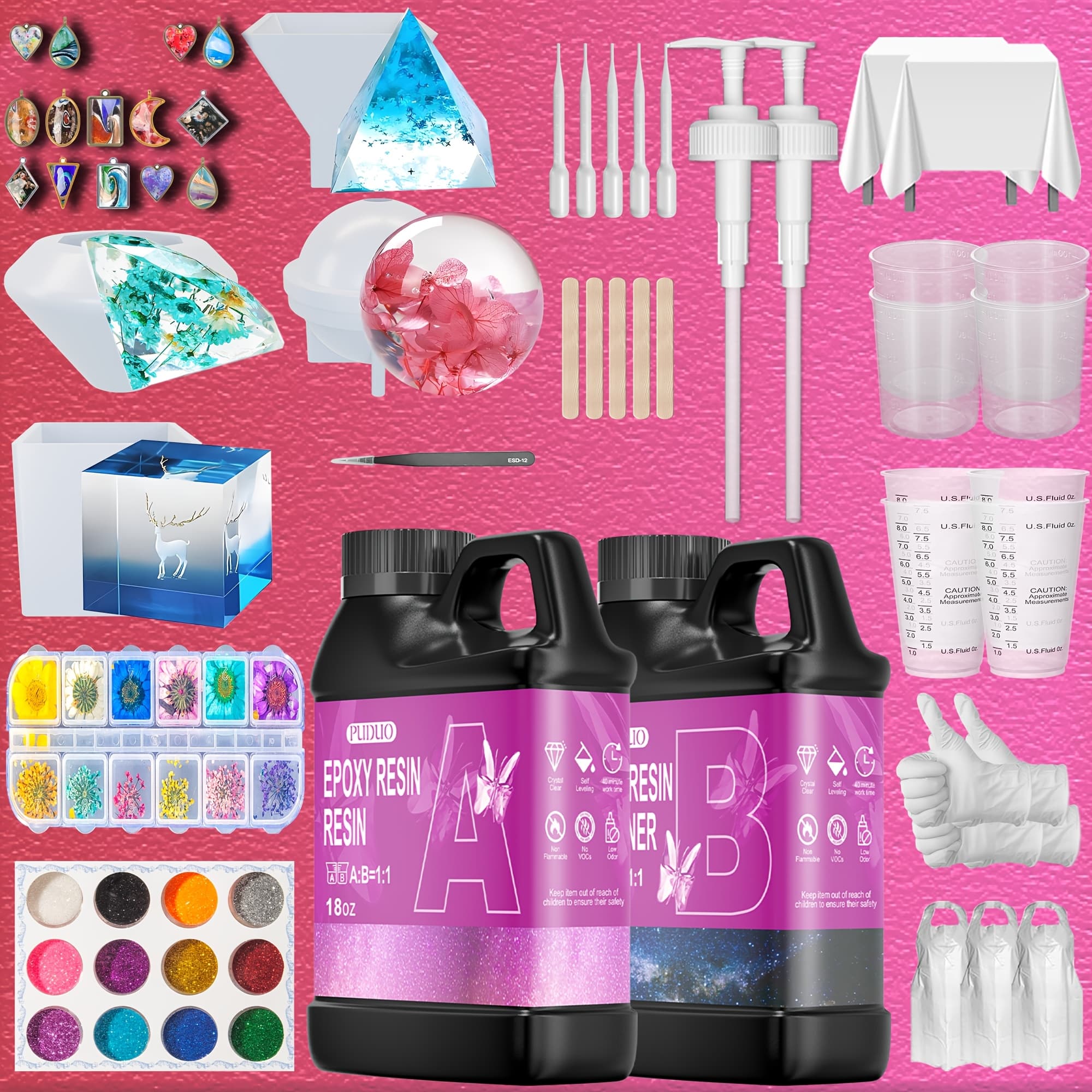 TEMU 36oz Beginners' Kit Bubble-free Epoxy Resin Kit: Fast-curing, And Low Odor Perfect For Crafting Valentine's Gifts, River Tables, And Resin Art Great For All Skill Levels