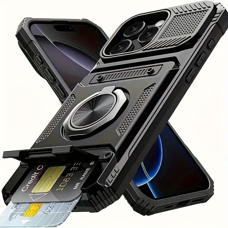 TEMU Phone Case: For Iphone 16, 15, 14, 13, And 11 Pro , This Heavy-duty Shockproof Hard Shell Phone Case Features A Magnetic 360° Rotating Metal Stand And Hidden